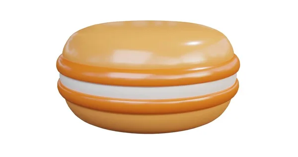 Přední Obrázek Oranžového Macarona Vykreslování — Stock fotografie