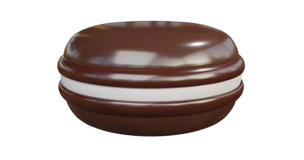 チョコレートマカロンのフロント写真 3Dレンダリング — ストック写真