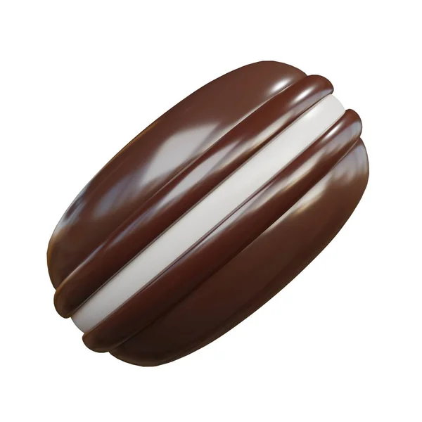 Foto Laterale Macaron Cioccolato Rendering — Foto Stock