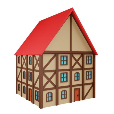 Ortaçağ binası. 3d oluşturma.