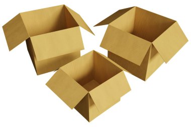 Beyaz arka planda bir karton kutu. 3d oluşturma.