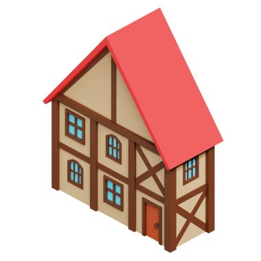 Medieval house. 3d rendering.
