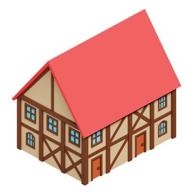 Medieval house. 3d rendering.
