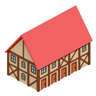 Medieval house. 3d rendering.