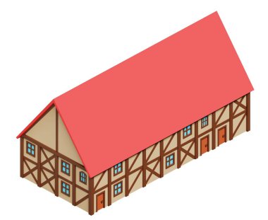 Ortaçağ binası. 3d oluşturma.