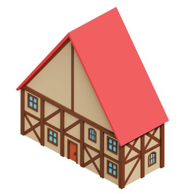 Medieval house. 3d rendering.