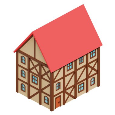 Medieval house. 3d rendering.
