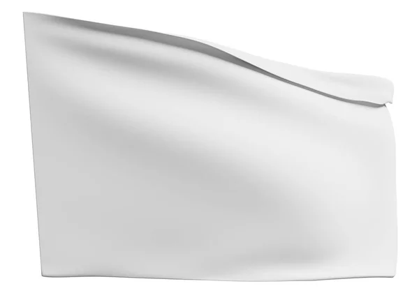 白い旗がなびく 3Dレンダリング — ストック写真