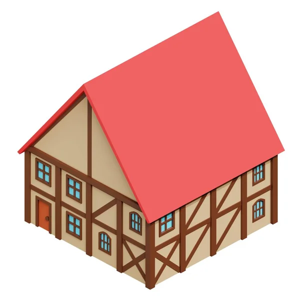 Середньовічний Будинок Рендеринг — стокове фото