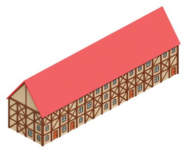 Ortaçağ binası. 3d oluşturma.