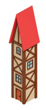 Ortaçağ binası. 3d oluşturma.