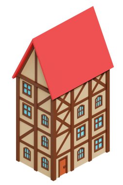 Ortaçağ binası. 3d oluşturma.