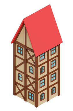 Ortaçağ binası. 3d oluşturma.