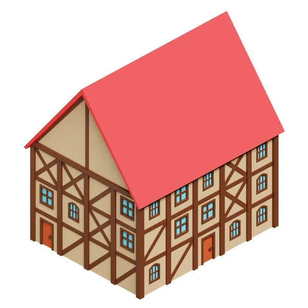 Середньовічний Будинок Рендеринг — стокове фото