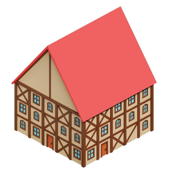 Середньовічна Будівля Рендеринг — стокове фото