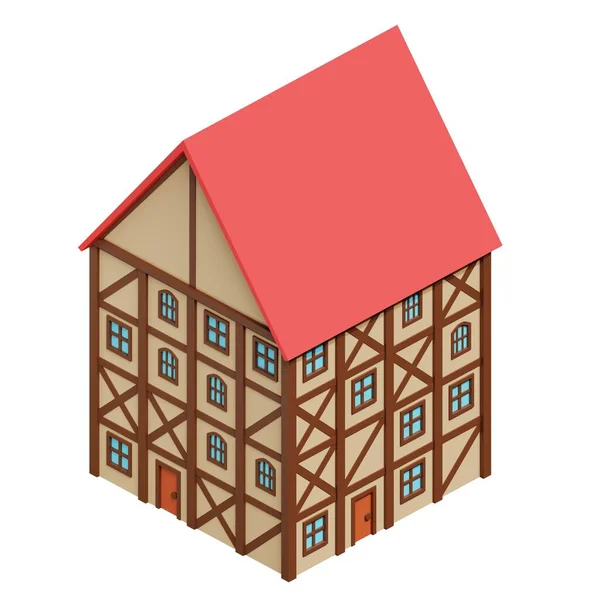 Středověká Budova Vykreslování — Stock fotografie