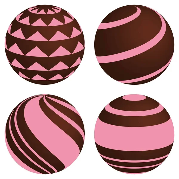 Strawberry Mix Chocolate Ball Vector Illustration — Stock Vector