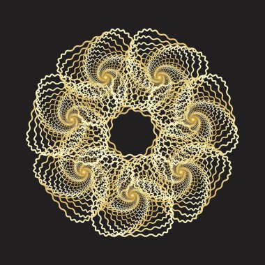 Altın Spirograph çelengi. Vektör illüstrasyonu.