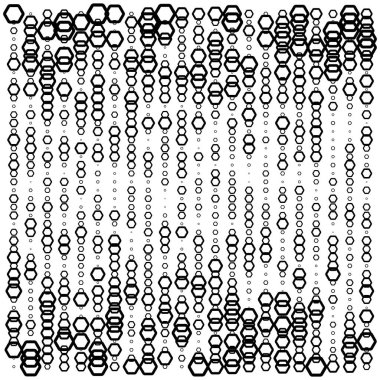 Altıgenler, yarım ton eğimli rastgele model arka plan. Vektör illüstrasyonu.