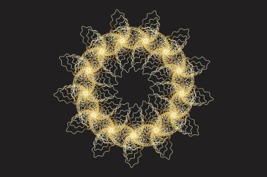Altın Spirograph çelengi. Vektör illüstrasyonu.