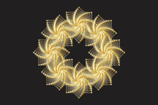 Gold Spirograph Wreath Vector Illustration — Stock Vector