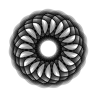 Siyah çiçek şekilli Spirograph ikonu. Vektör illüstrasyonu.