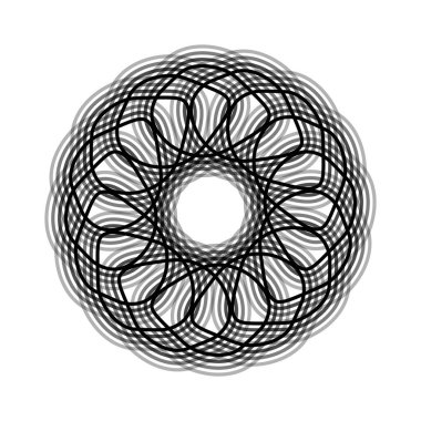 Siyah çiçek şekilli Spirograph ikonu. Vektör illüstrasyonu.