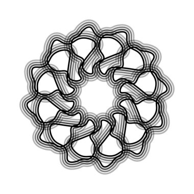 Siyah çiçek şekilli Spirograph ikonu. Vektör illüstrasyonu.