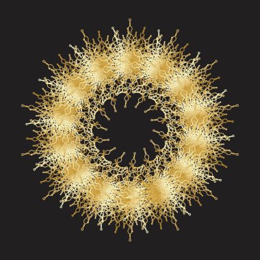 Altın Spirograph çelengi. Vektör illüstrasyonu.