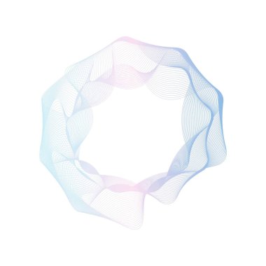 Soyut pembe ve mavi daire dalga çerçeve arkaplanı. Vektör illüstrasyonu.