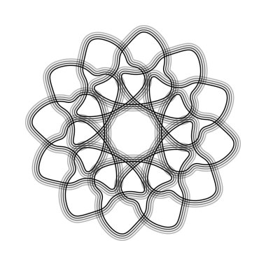 Siyah çiçek şekilli Spirograph ikonu. Vektör illüstrasyonu.