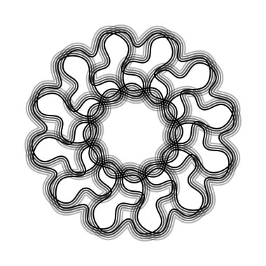 Siyah çiçek şekilli Spirograph ikonu. Vektör illüstrasyonu.