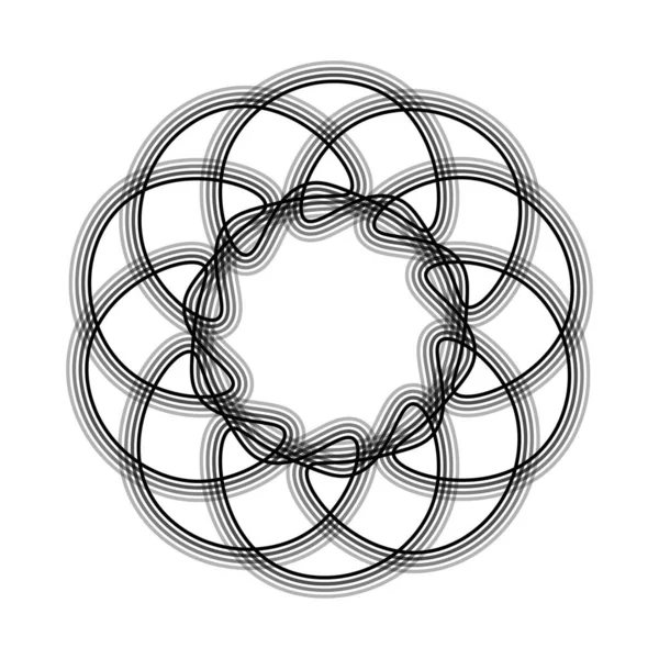 Εικόνα Σχήμα Μαύρου Λουλουδιού Spirograph Εικονογράφηση Διανύσματος — Διανυσματικό Αρχείο