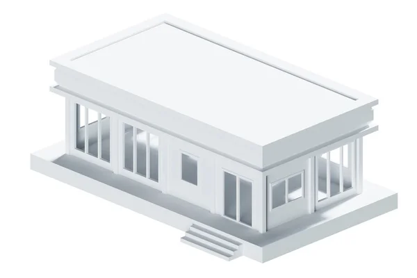 Beyaz bina izometrik. 3d oluşturma.