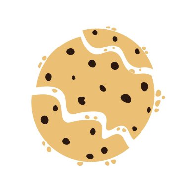 Çatlak çikolatalı kurabiye çizgi filmi. Vektör illüstrasyonu.