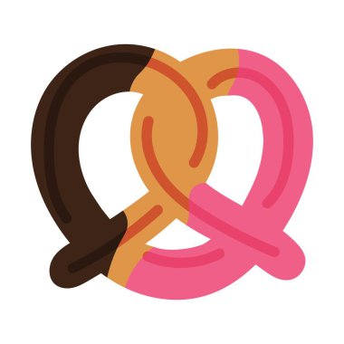 Çikolata ve çilekli simit. Vektör illüstrasyonu.