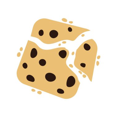 Çatlak çikolatalı kurabiye çizgi filmi. Vektör illüstrasyonu.