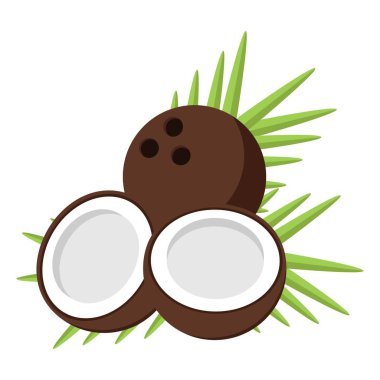 Hindistan cevizi çizgi film ikonu. Vektör illüstrasyonu.