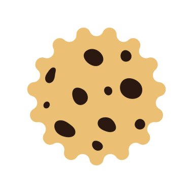 Çikolata parçalı kurabiye çizgi filmi. Vektör illüstrasyonu.