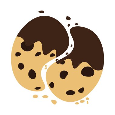 Çikolata kaplı çatlak çikolatalı kurabiyeler. Vektör illüstrasyonu.