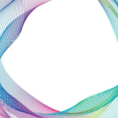 Gökkuşağı dalga çizgileri çerçevesi. Vektör illüstrasyonu.