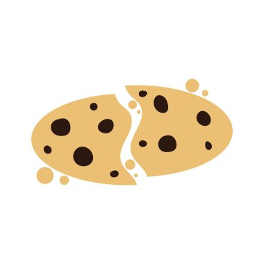 Çatlak çikolatalı kurabiye çizgi filmi. Vektör illüstrasyonu.