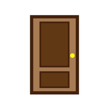 Tahta kapı önü. Vektör illüstrasyonu.