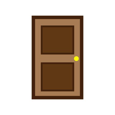 Tahta kapı önü. Vektör illüstrasyonu.