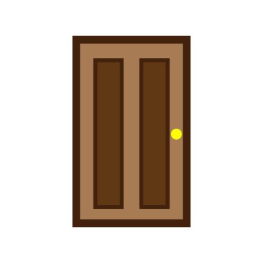 Tahta kapı önü. Vektör illüstrasyonu.