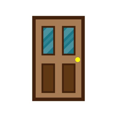 Tahta kapı önü. Vektör illüstrasyonu.