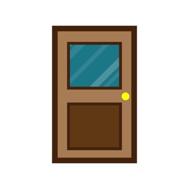 Tahta kapı önü. Vektör illüstrasyonu.