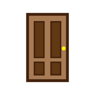 Tahta kapı önü. Vektör illüstrasyonu.