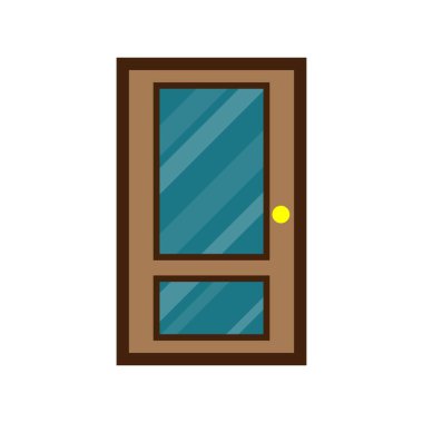 Tahta kapı önü. Vektör illüstrasyonu.