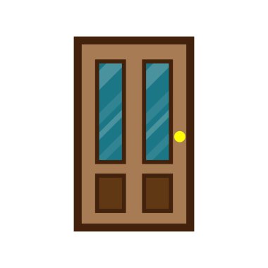 Tahta kapı önü. Vektör illüstrasyonu.